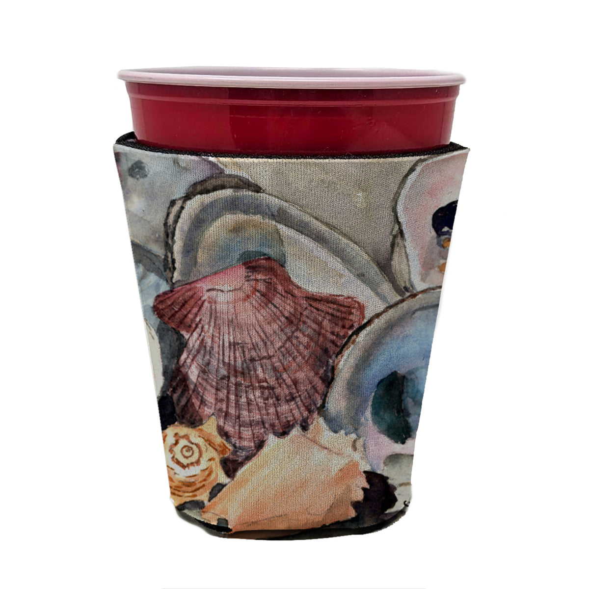 Sea Shells  Red Cup Beverage Insulator Hugger