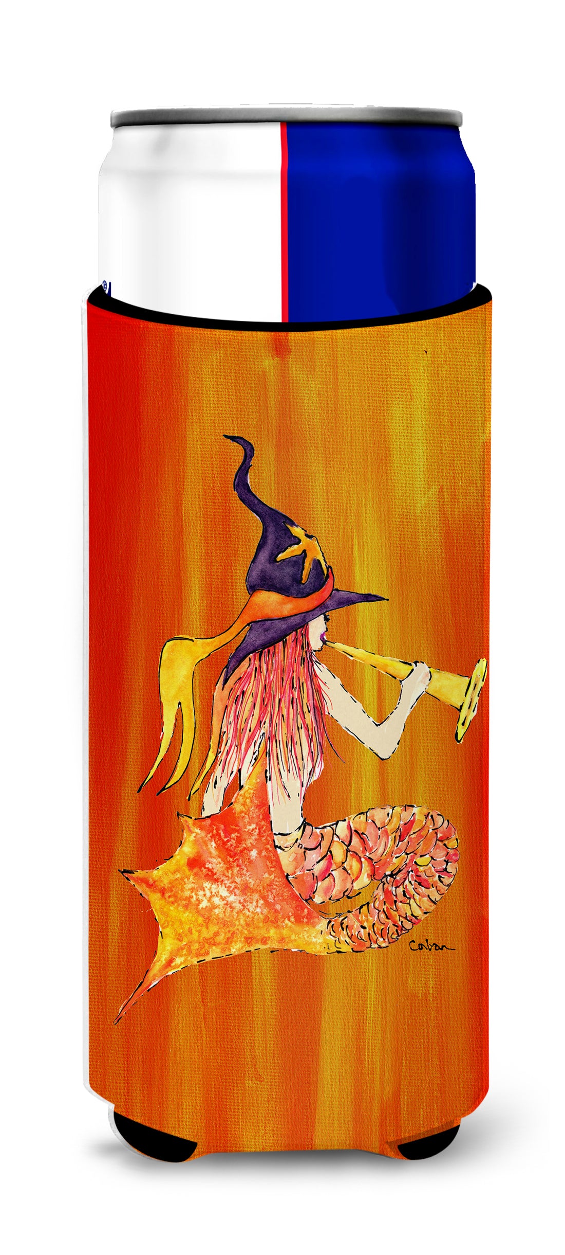 Mermaid in Witches Hat Halloween Ultra Beverage Insulators for slim cans 8629MUK