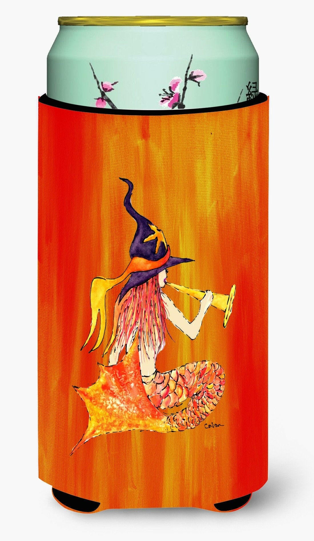 Mermaid in Witches Hat Halloween  Tall Boy Beverage Insulator Beverage Insulator Hugger by Caroline's Treasures