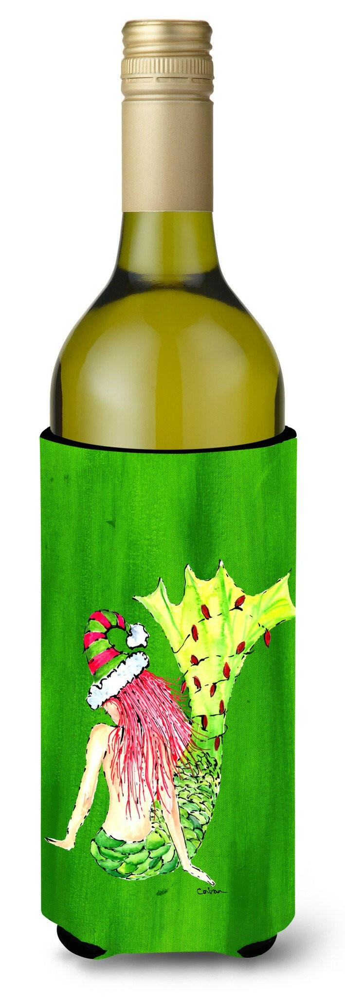 Christmas Mermaid in Lights Wine Bottle Beverage Insulator Beverage Insulator Hugger by Caroline&#39;s Treasures