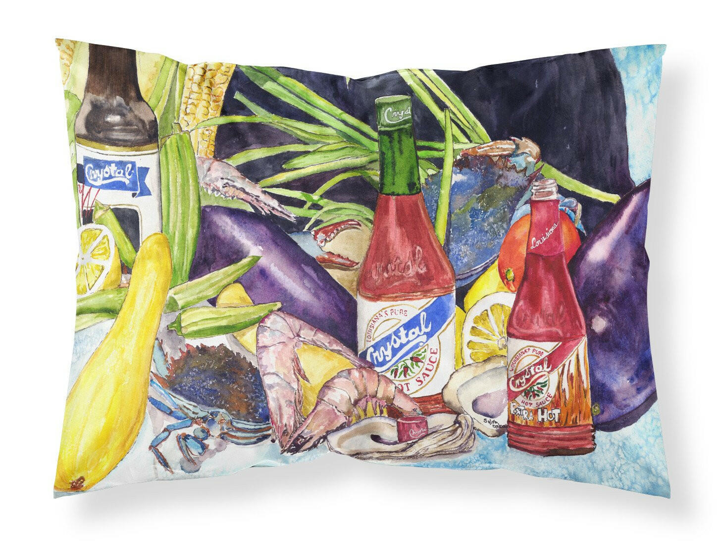 Crystal Hot Sauce with Seafood Fabric Standard Pillowcase 8637PILLOWCASE by Caroline's Treasures