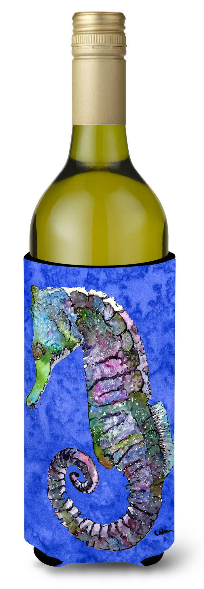 Seahorse Wine Bottle Beverage Insulator Beverage Insulator Hugger 8639LITERK by Caroline&#39;s Treasures