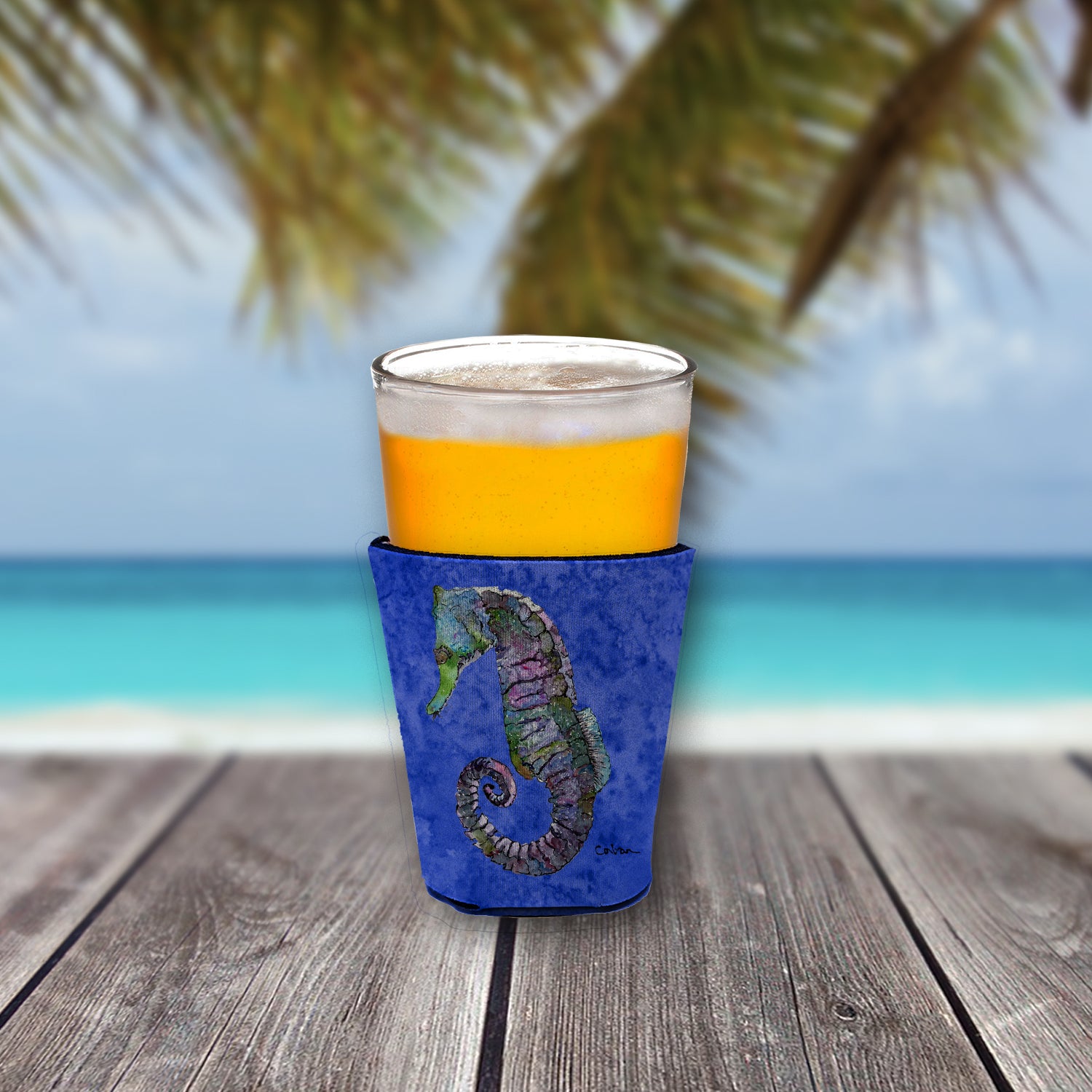 Seahorse Purple and Blue Red Cup Beverage Insulator Hugger