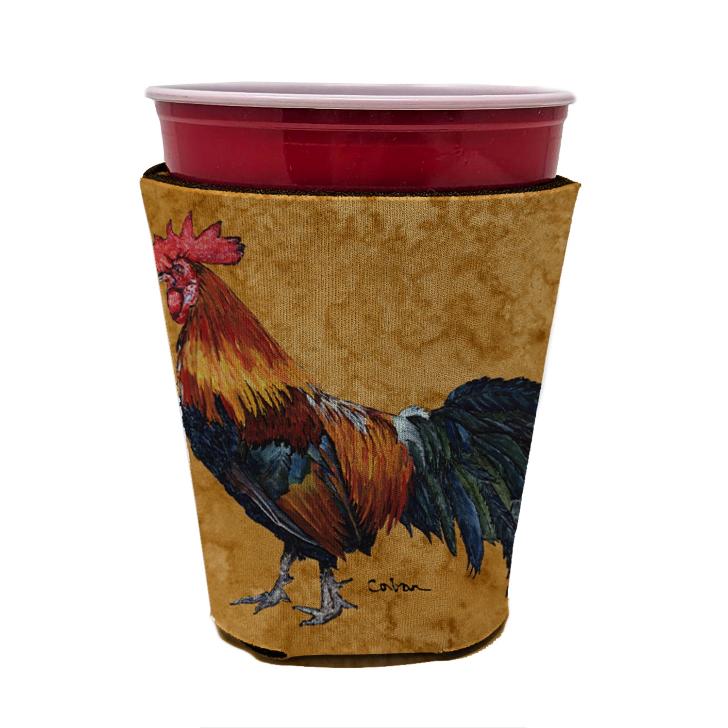 Bird - Rooster  Red Cup Beverage Insulator Hugger  the-store.com.