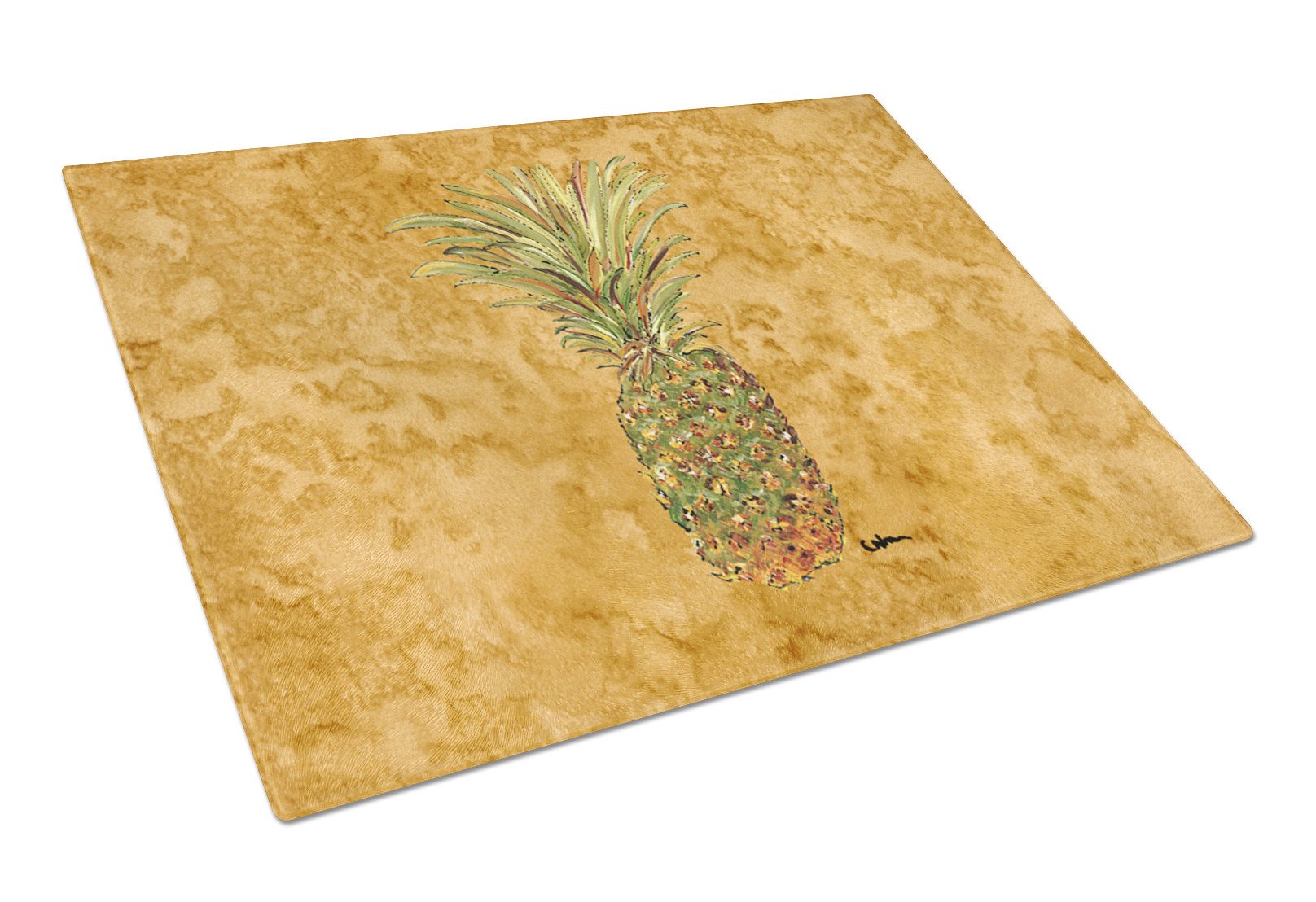 Pineapple  Glass Cutting Board Large by Caroline's Treasures
