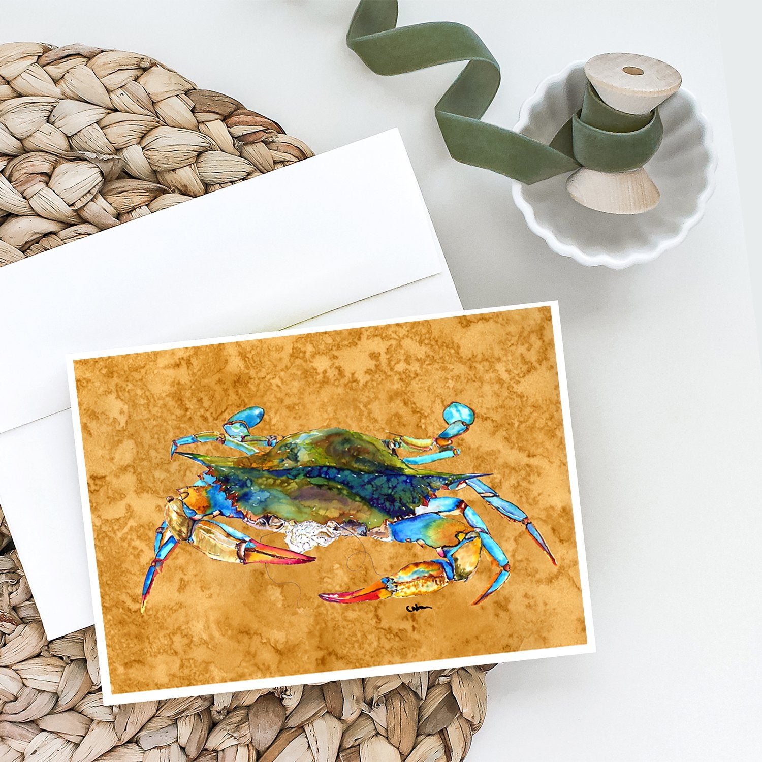 Crab Blowing Bubbles Greeting Cards and Envelopes Pack of 8 - the-store.com