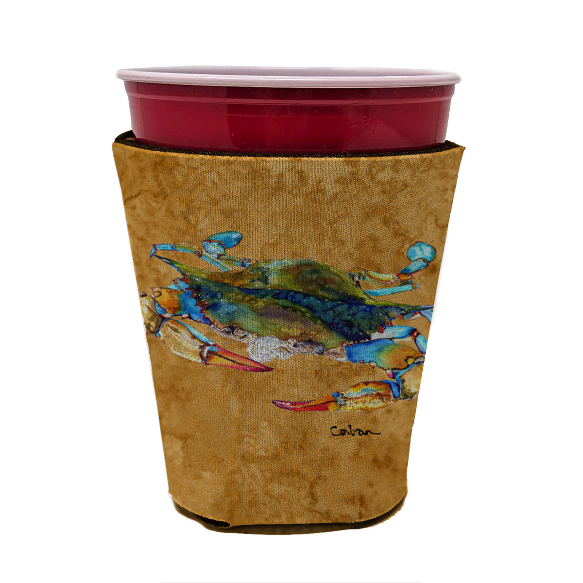 Crab on gold Red Cup Beverage Insulator Hugger  the-store.com.