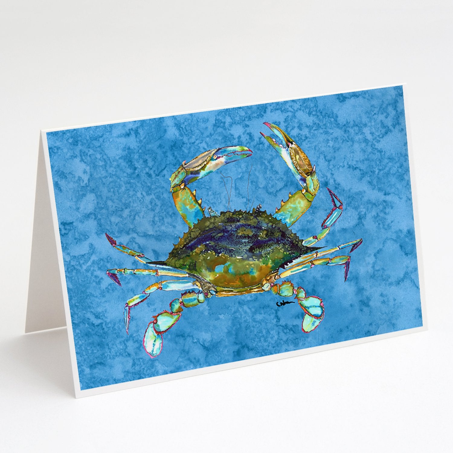 Buy this Blue Crab on Blue Greeting Cards and Envelopes Pack of 8