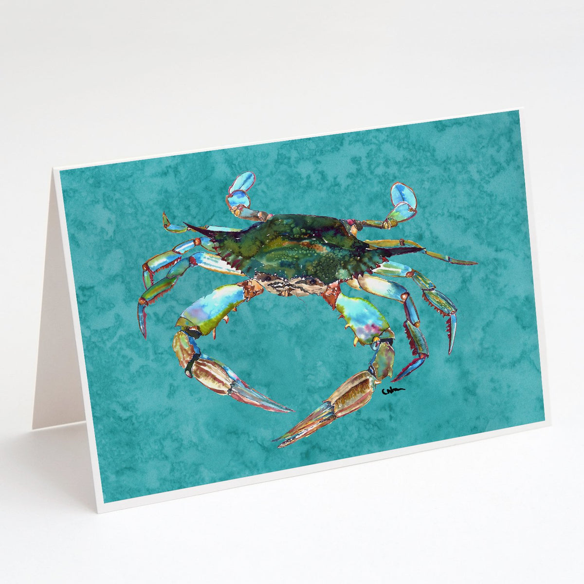 Buy this Blue Crab on Teal Greeting Cards and Envelopes Pack of 8
