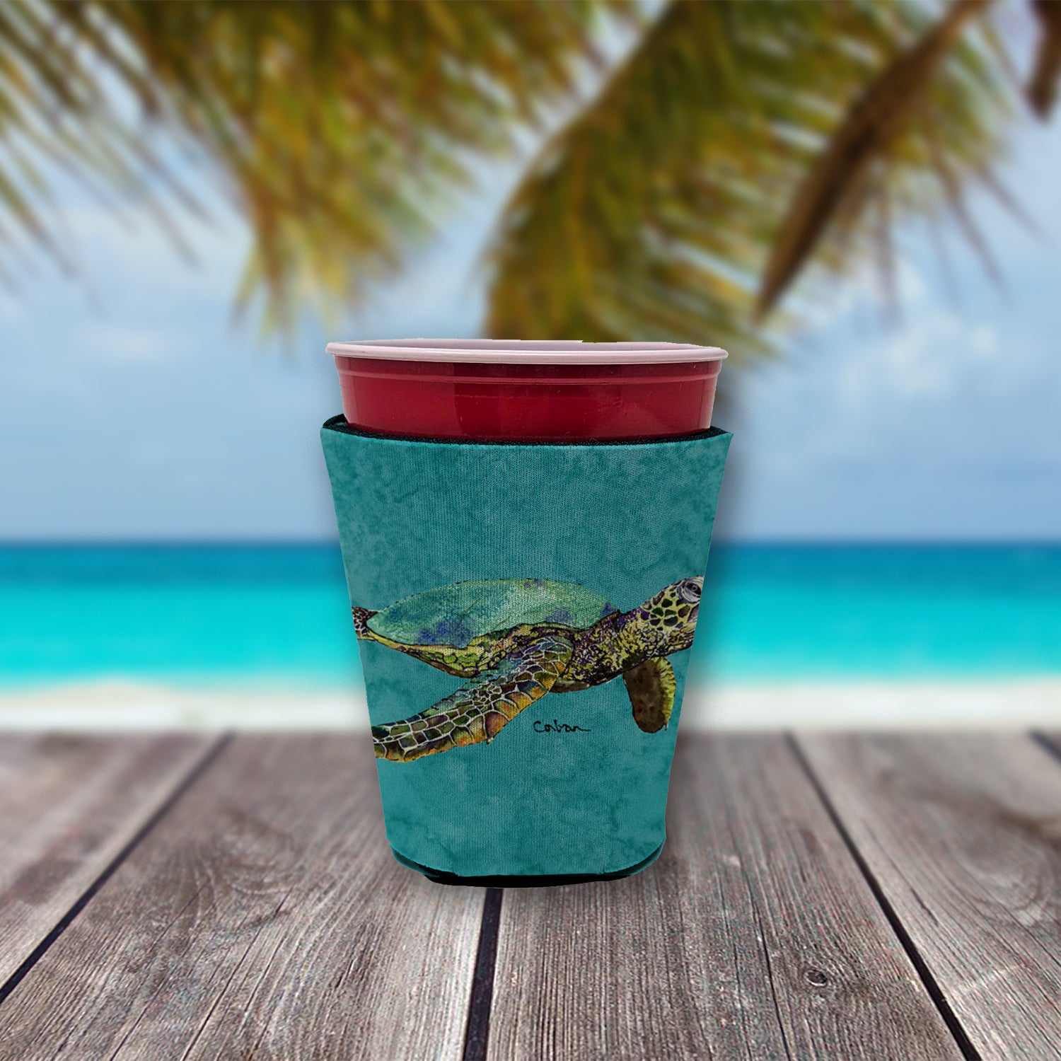 Turtle  Red Cup Beverage Insulator Hugger  the-store.com.