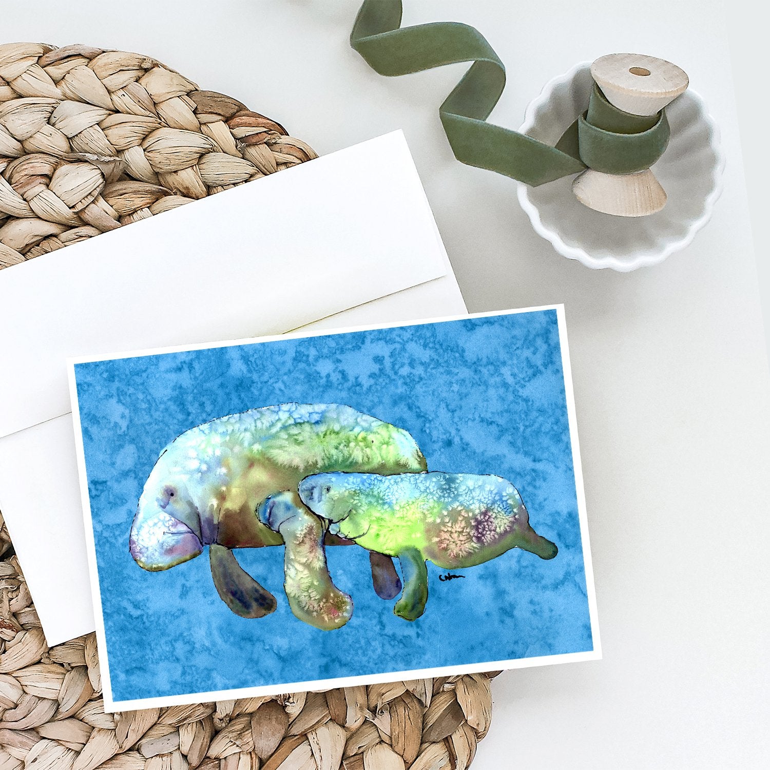 Buy this Manatee Momma and Baby Greeting Cards and Envelopes Pack of 8