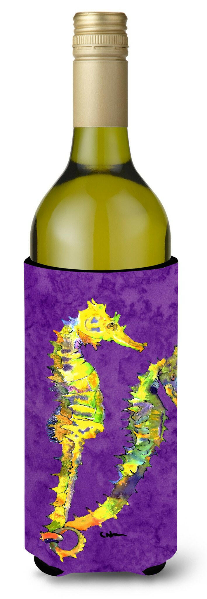 Seahorse Couple Wine Bottle Beverage Insulator Beverage Insulator Hugger by Caroline's Treasures