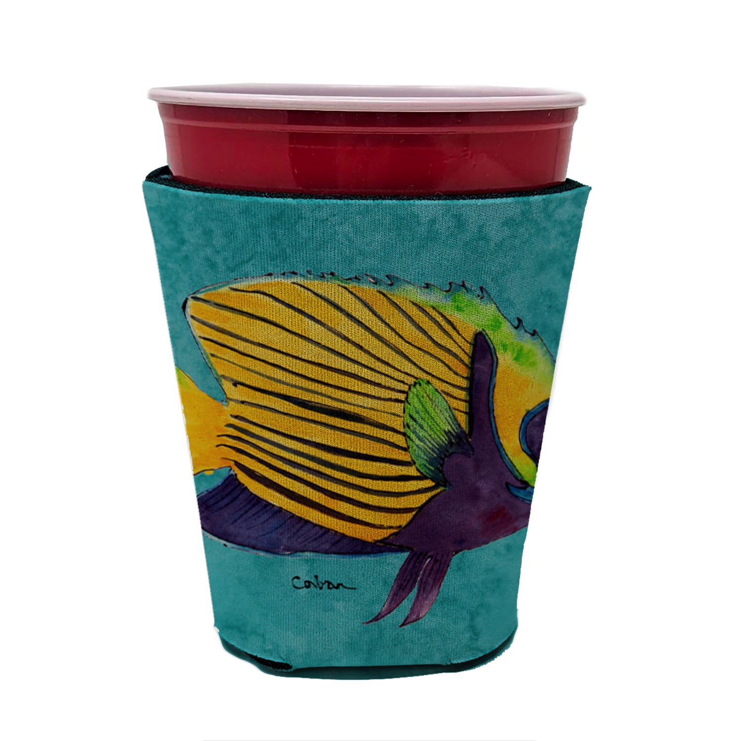 Tropical Fish Red Cup Beverage Insulator Hugger