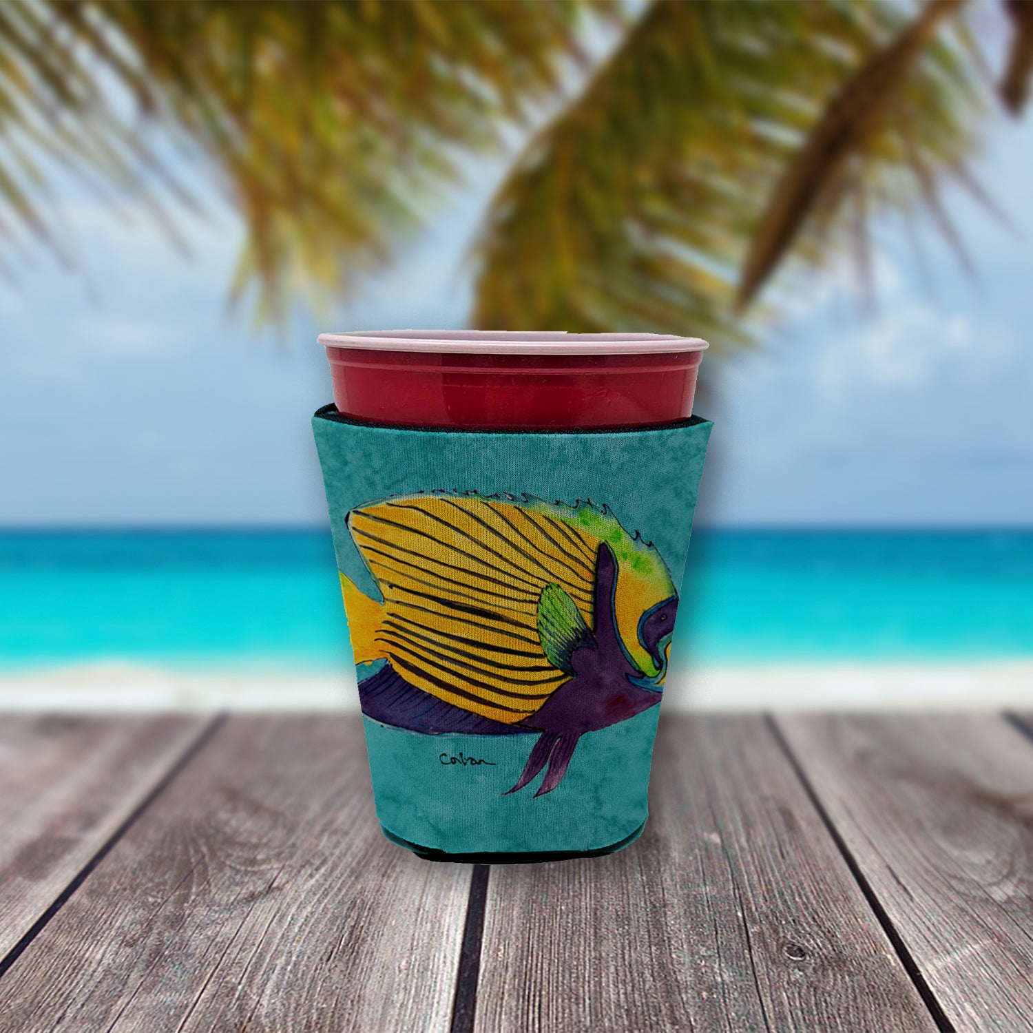 Tropical Fish Red Cup Beverage Insulator Hugger  the-store.com.