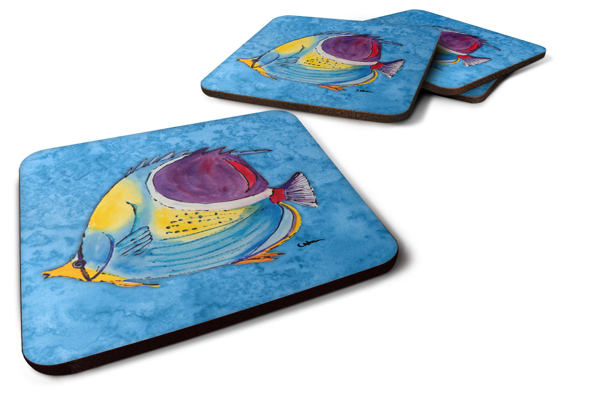 Set of 4 Fish  Tropical on Blue Foam Coasters - the-store.com