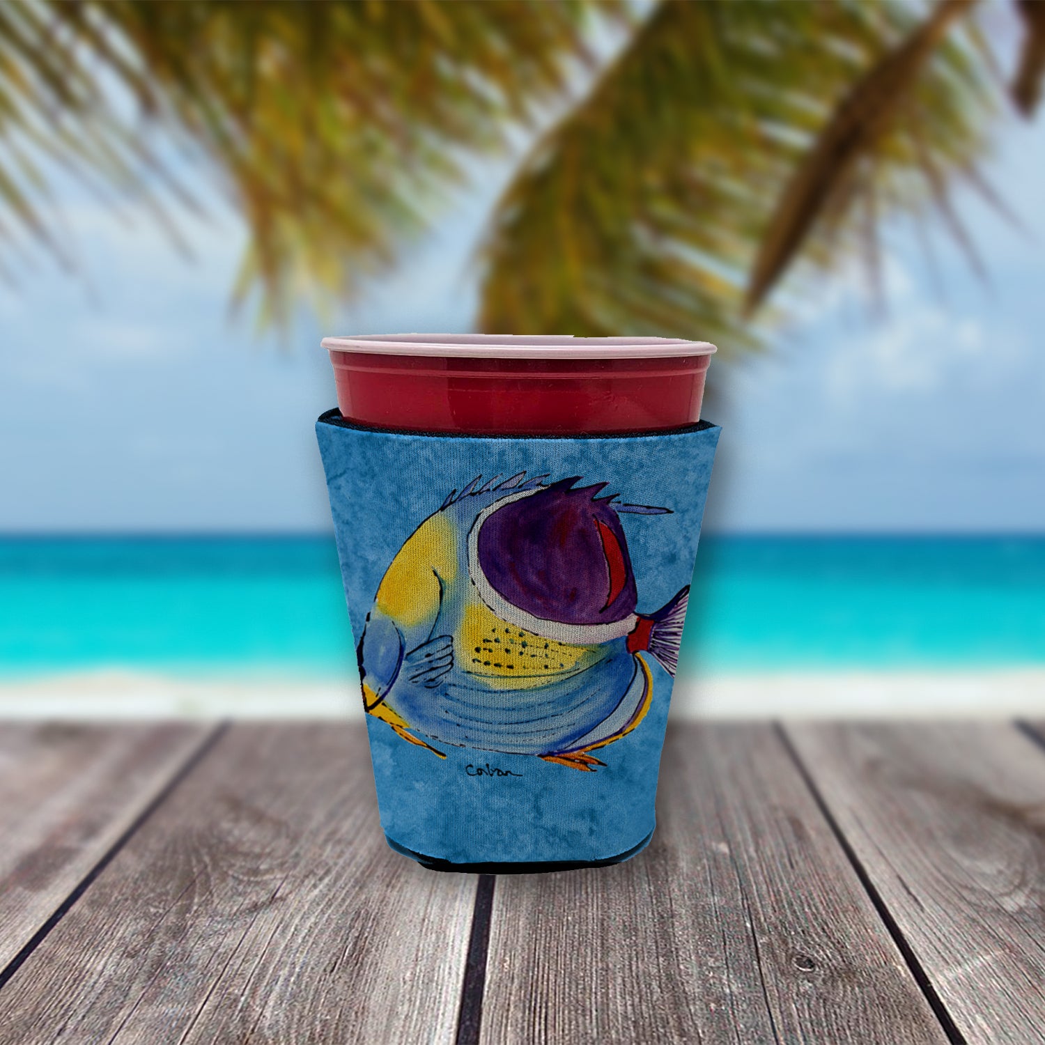 Tropical Fish  Red Cup Beverage Insulator Hugger  the-store.com.