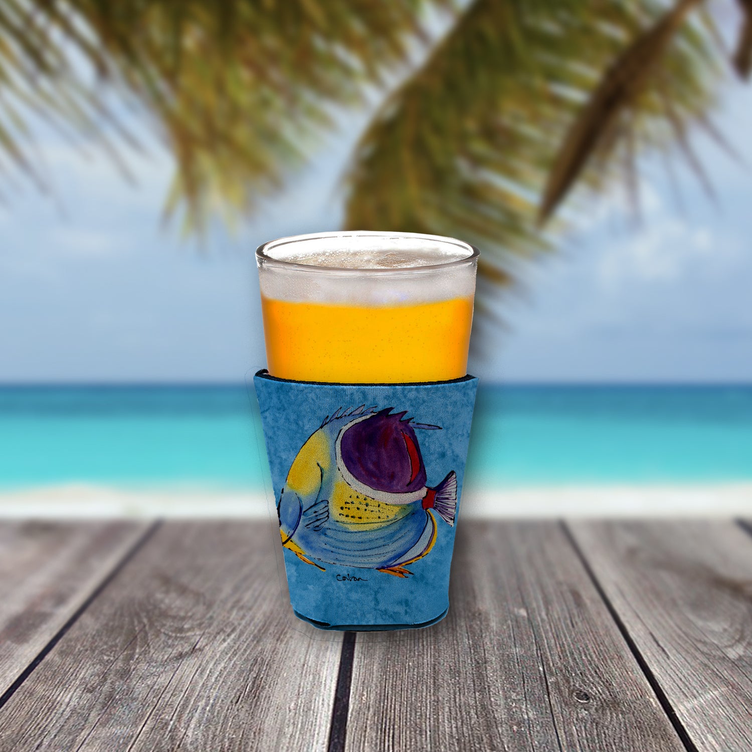 Tropical Fish  Red Cup Beverage Insulator Hugger