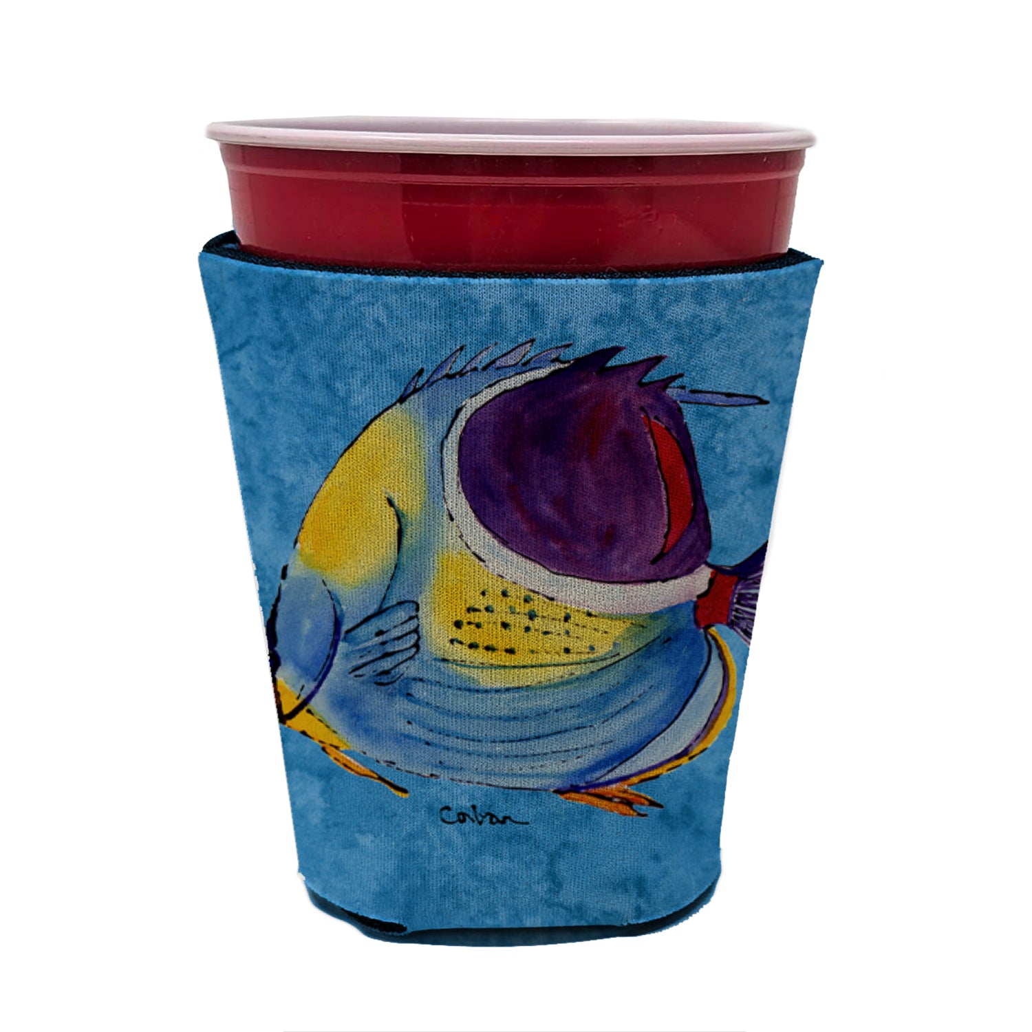Tropical Fish  Red Cup Beverage Insulator Hugger