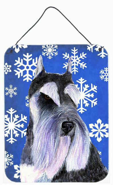 Schnauzer Winter Snowflakes Holiday Aluminium Metal Wall or Door Hanging Prints by Caroline&#39;s Treasures