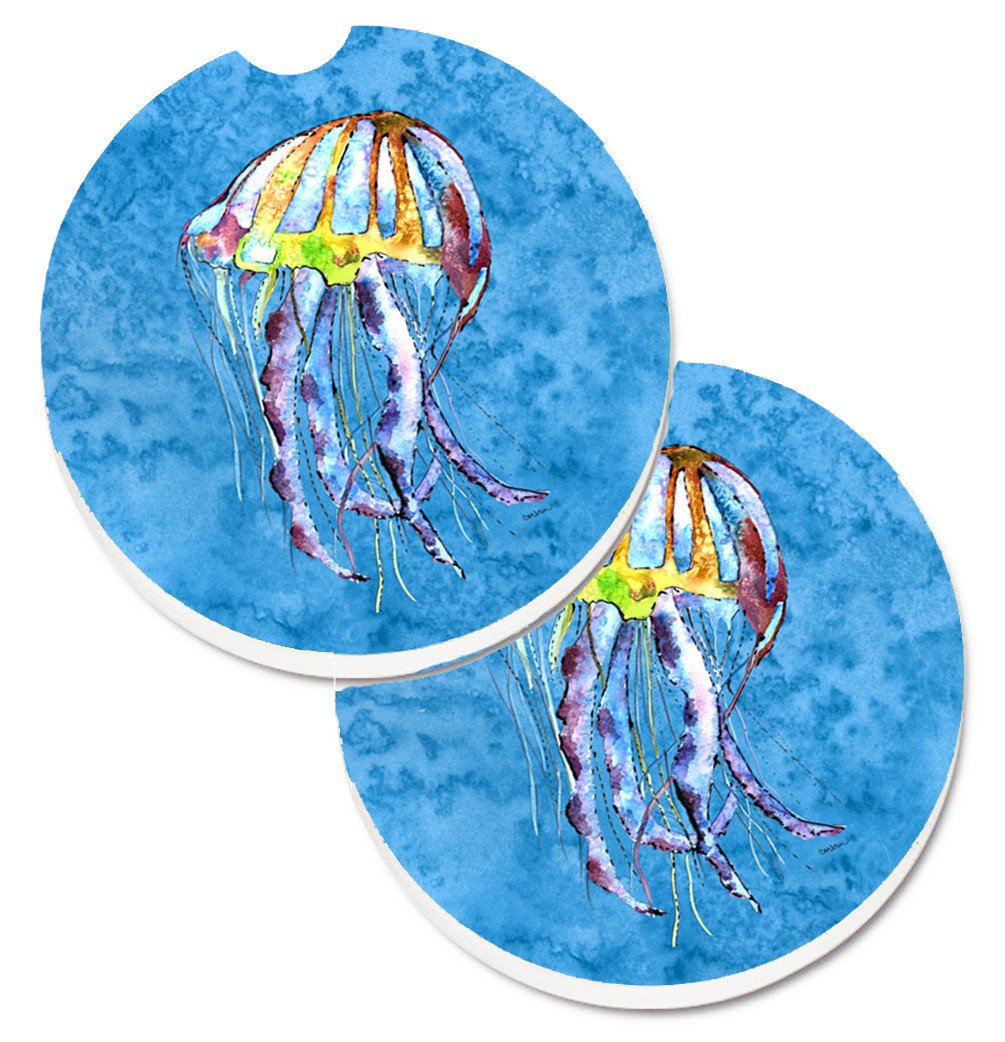 Jellyfish Set of 2 Cup Holder Car Coasters 8682CARC by Caroline's Treasures