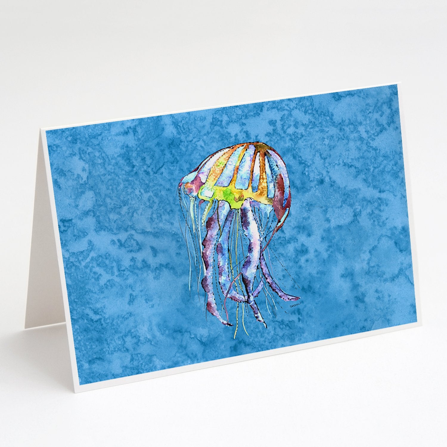 Buy this Jelly Fish on Blue Greeting Cards and Envelopes Pack of 8