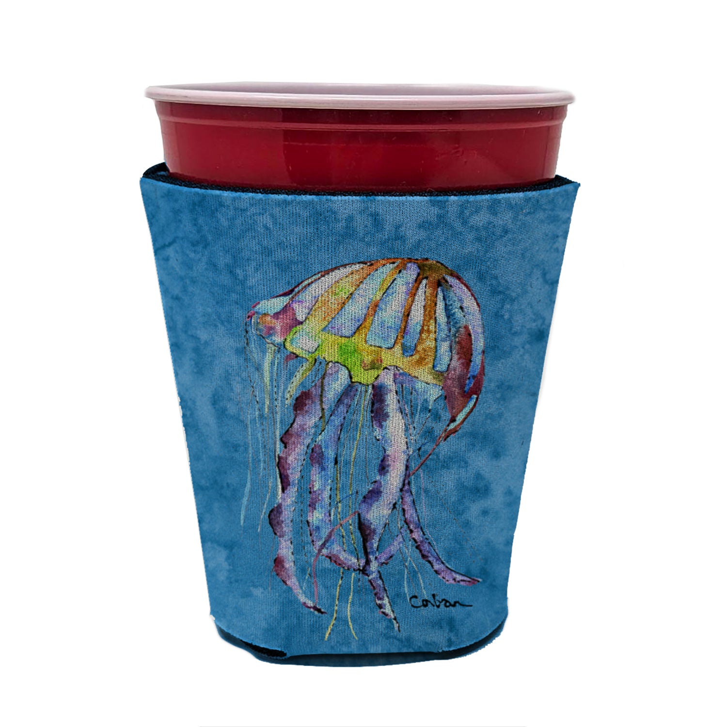 Jellyfish  Red Cup Beverage Insulator Hugger