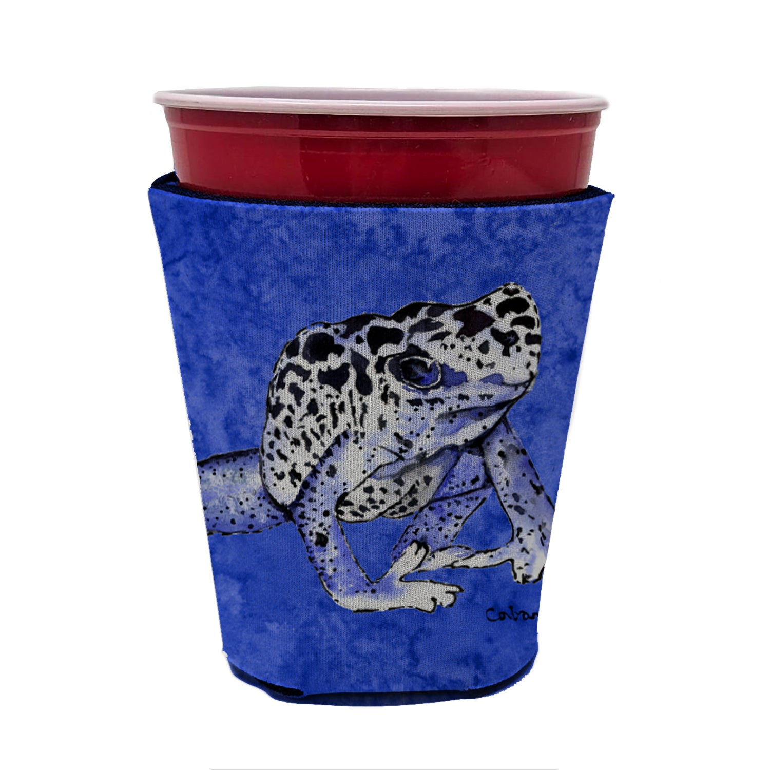 Frog  Red Cup Beverage Insulator Hugger