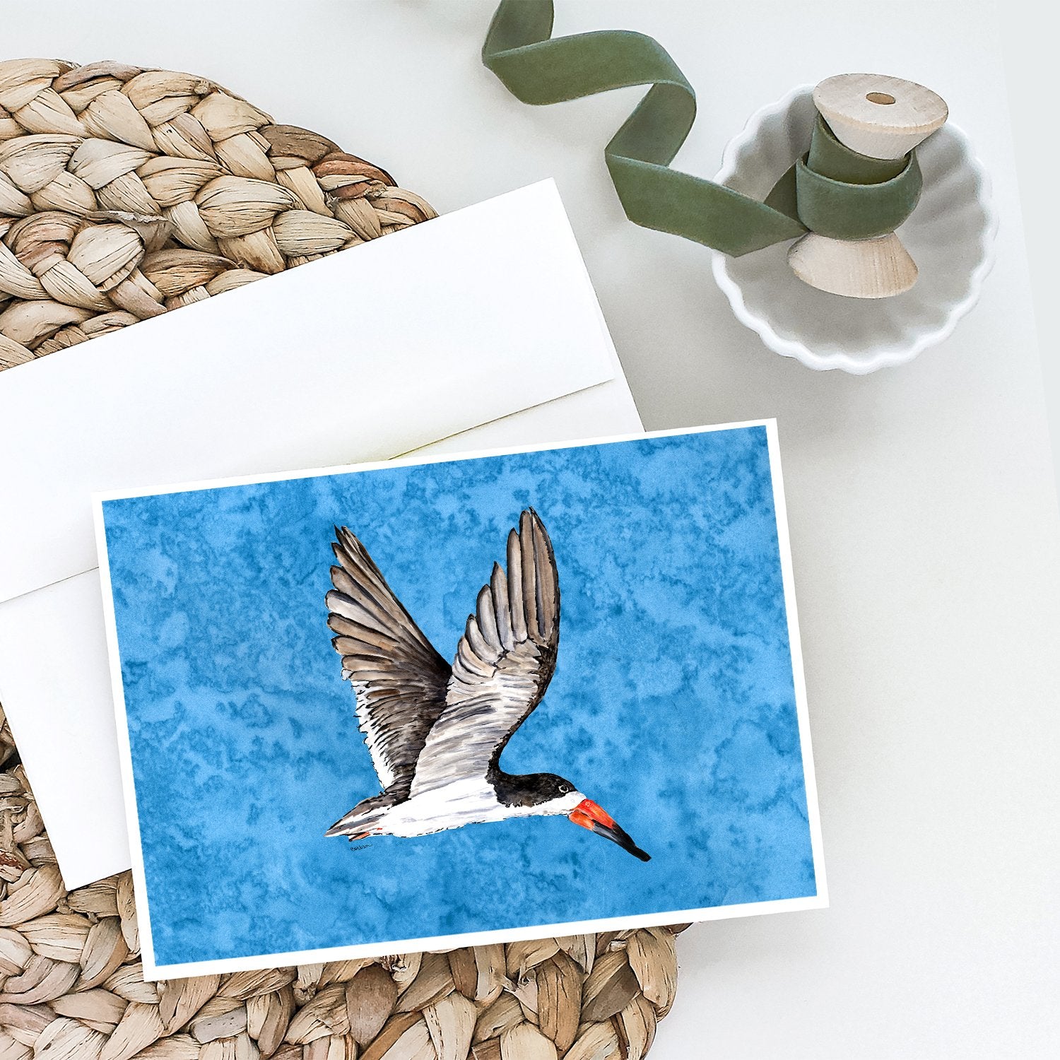 Bird on Blue Greeting Cards and Envelopes Pack of 8 - the-store.com