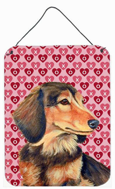 Dachshund Hearts Love and Valentine's Day Portrait Wall or Door Hanging Prints by Caroline's Treasures