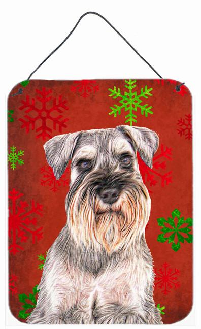 Red Snowflakes Holiday Christmas  Schnauzer Wall or Door Hanging Prints KJ1186DS1216 by Caroline&#39;s Treasures