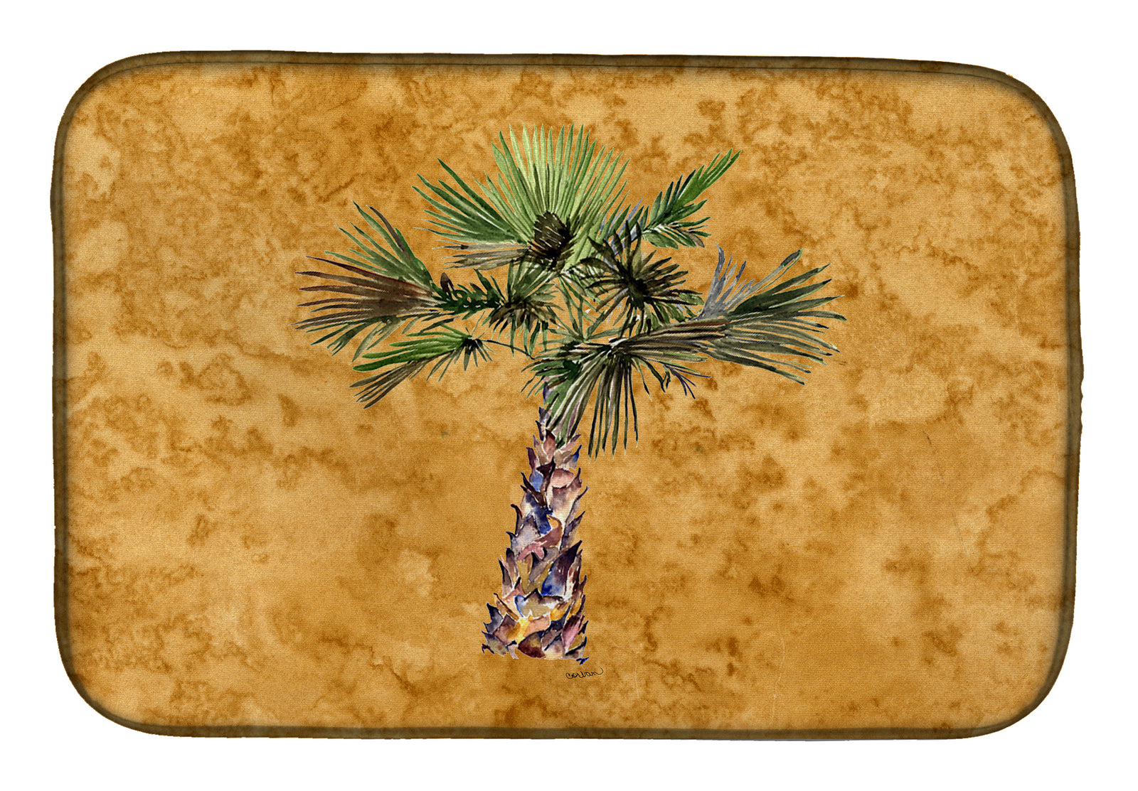Palm Tree on Gold Dish Drying Mat 8706DDM  the-store.com.