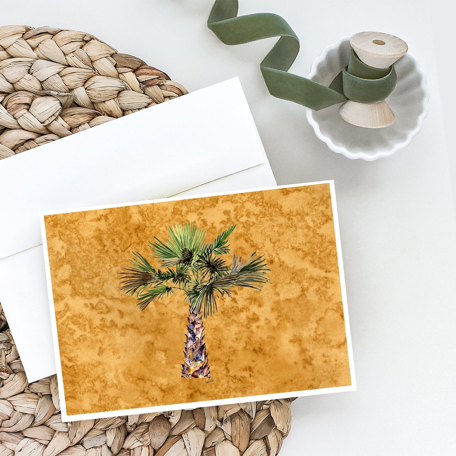 Buy this Palm Tree on Gold Greeting Cards and Envelopes Pack of 8