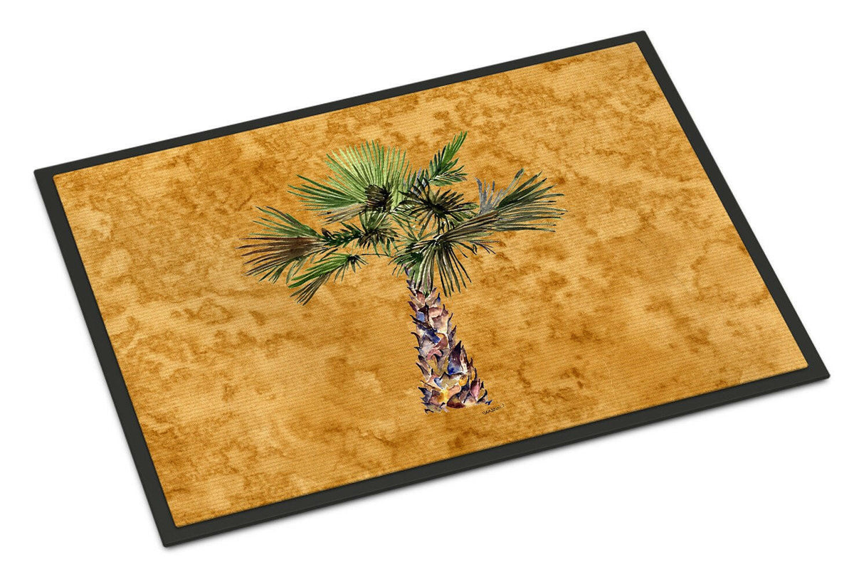 Palm Tree on Gold Indoor or Outdoor Mat 24x36 8706JMAT - the-store.com
