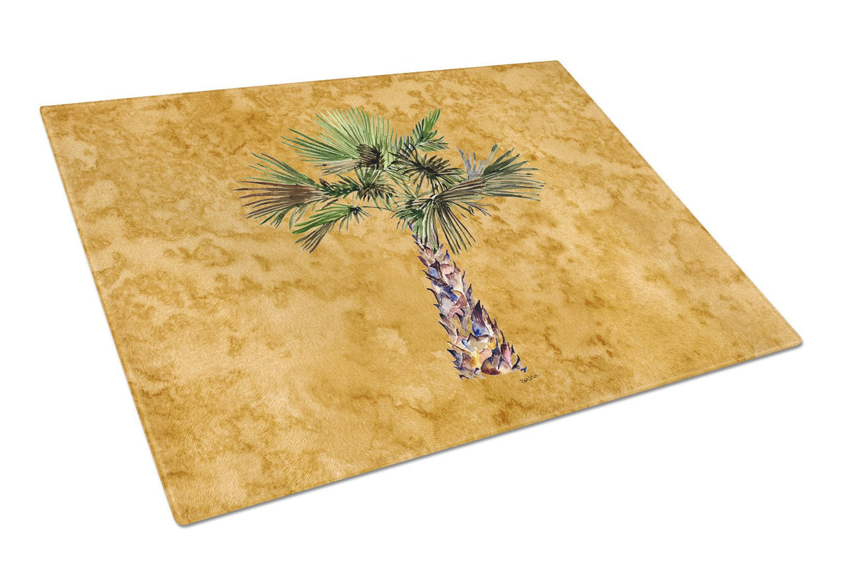 Palm Tree on Gold Glass Cutting Board Large 8706LCB by Caroline&#39;s Treasures