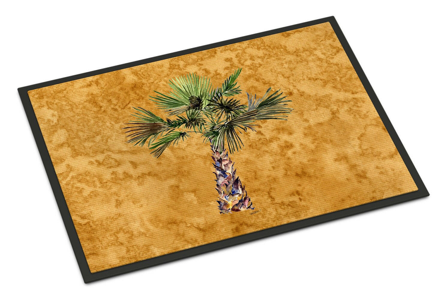 Palm Tree on Gold Indoor or Outdoor Mat 18x27 8706MAT - the-store.com