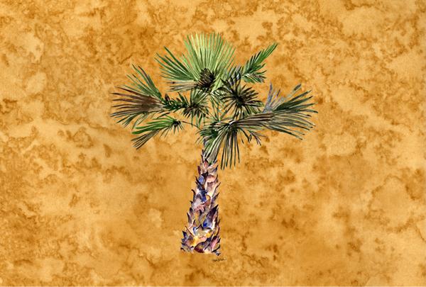 Palm Tree on Gold Fabric Placemat 8706PLMT by Caroline&#39;s Treasures