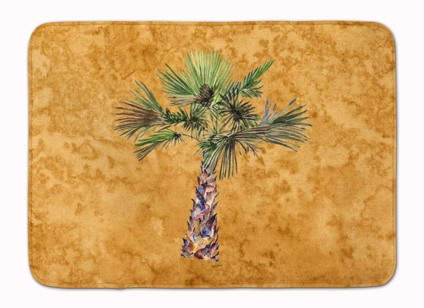 Palm Tree on Gold Machine Washable Memory Foam Mat 8706RUG - the-store.com
