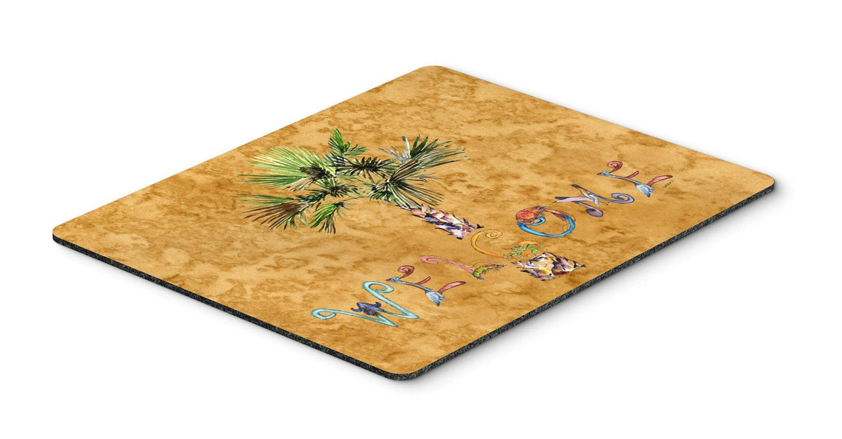 Welcome Palm Tree on Gold Mouse Pad, Hot Pad or Trivet 8709MP by Caroline&#39;s Treasures
