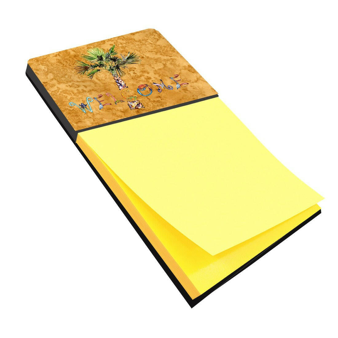 Welcome Palm Tree on Gold Sticky Note Holder 8709SN by Caroline's Treasures