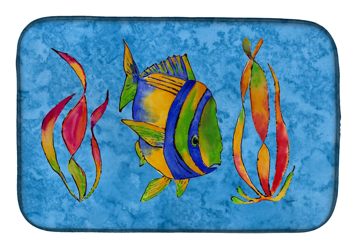 Troical Fish and Seaweed on Blue Dish Drying Mat 8713DDM  the-store.com.