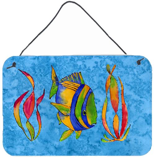 Troical Fish and Seaweed on Blue Wall or Door Hanging Prints 8713DS812 by Caroline's Treasures