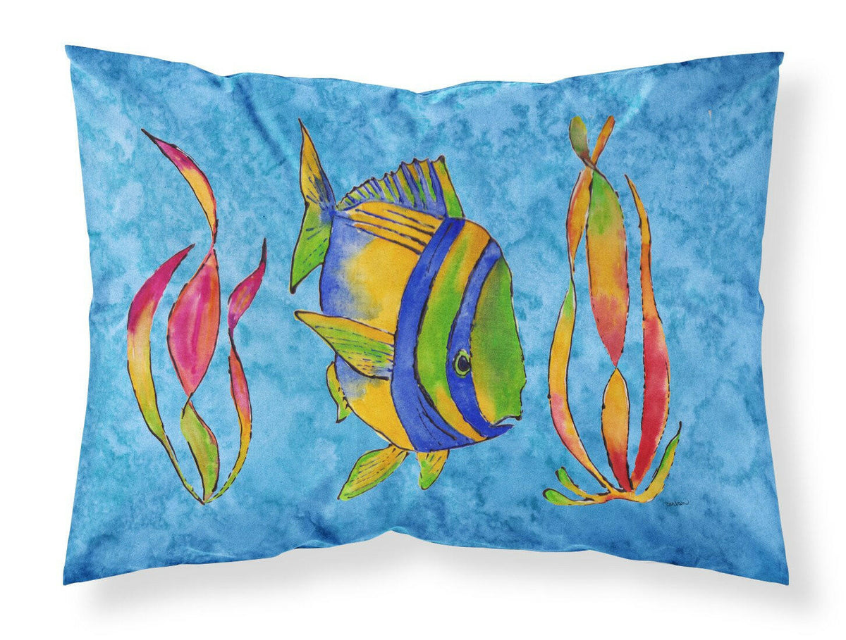 Troical Fish and Seaweed on Blue Fabric Standard Pillowcase 8713PILLOWCASE by Caroline&#39;s Treasures