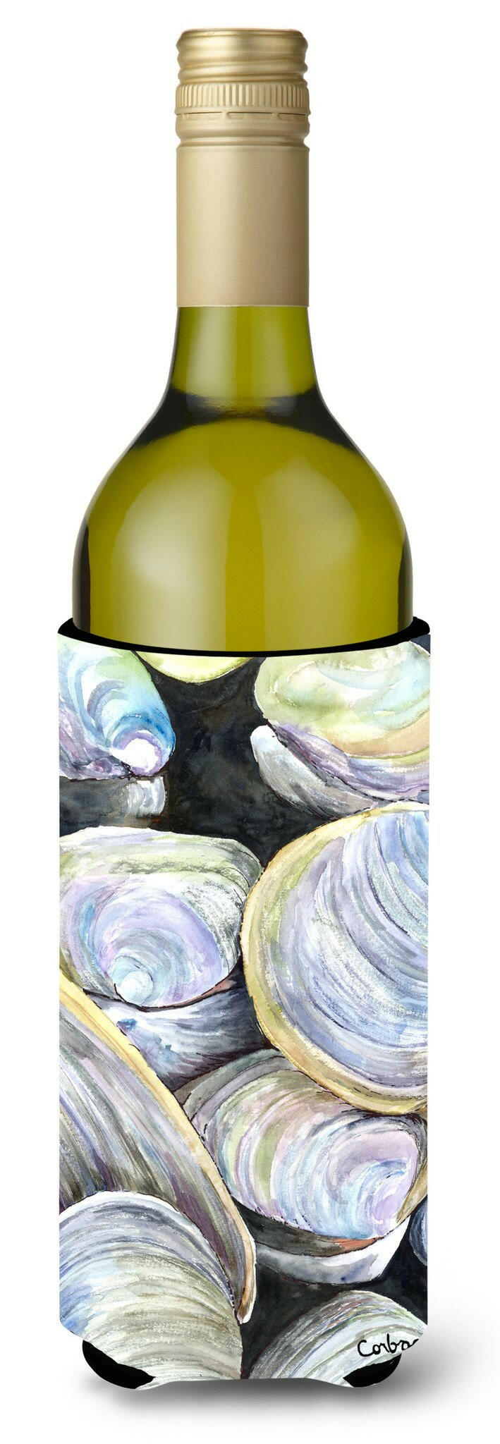 Clam Quahog Shells Wine Bottle Beverage Insulator Beverage Insulator Hugger by Caroline&#39;s Treasures