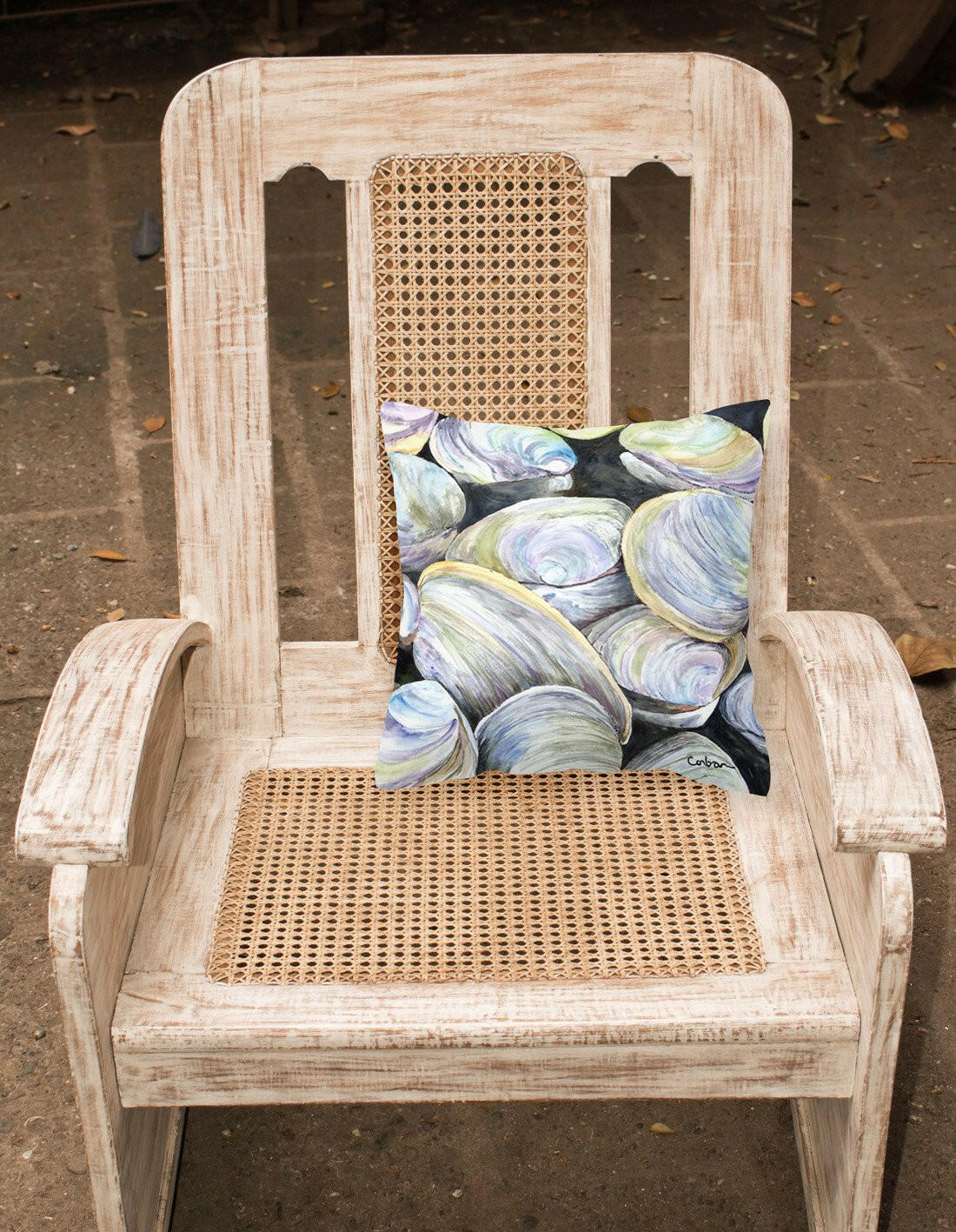 Caroline's Treasures Clam Quahog Throw Pillow - 14x14 Decorative Pillow – Art for Your Home & Patio 8714PW1414