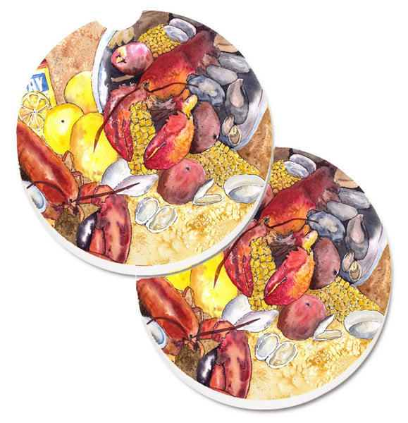 Lobster with Old Bay Set of 2 Cup Holder Car Coasters 8719CARC by Caroline's Treasures