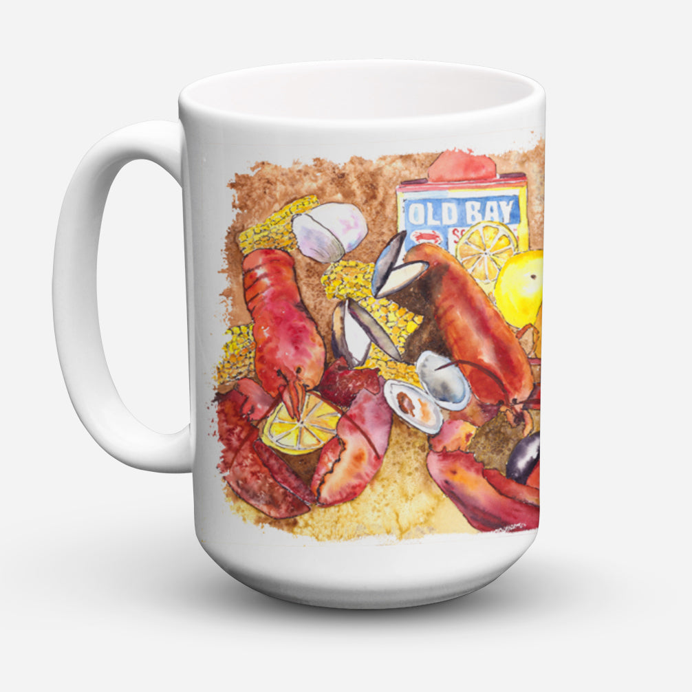 Lobster with Old Bay Dishwasher Safe Microwavable Ceramic Coffee Mug 15 ounce 8719CM15  the-store.com.