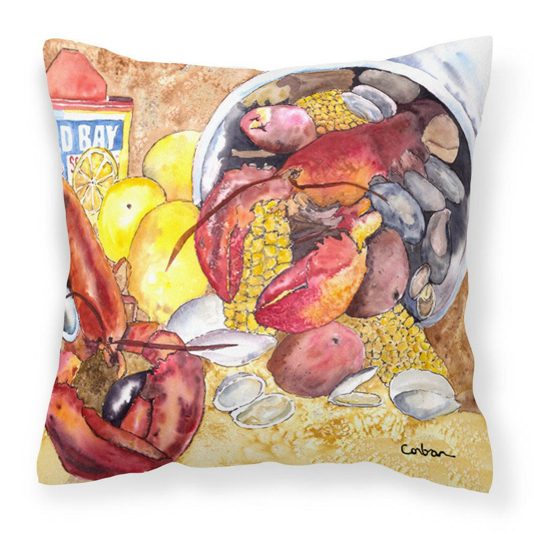 Lobster with Old Bay Fabric Decorative Pillow 8719PW1414 - the-store.com