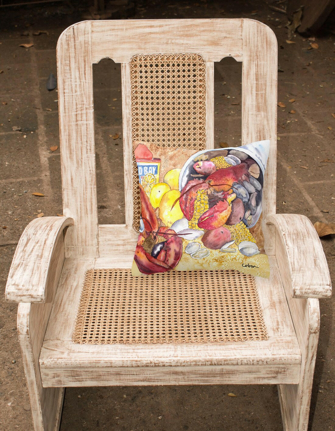 Lobster with Old Bay Fabric Decorative Pillow 8719PW1414 - the-store.com