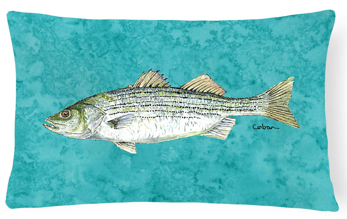 Striped Bass Fish   Canvas Fabric Decorative Pillow by Caroline&#39;s Treasures
