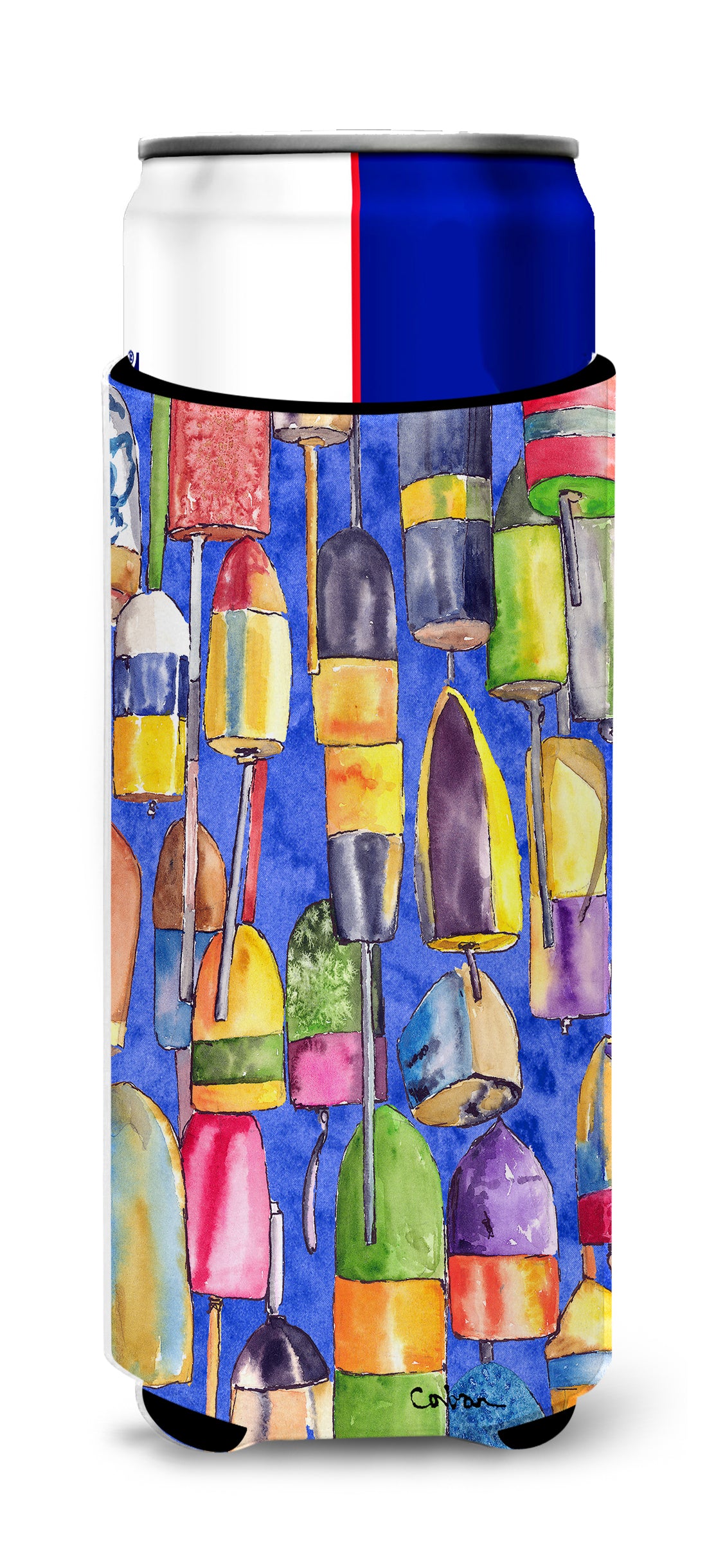 Caroline's Treasures Lobster Bouys Slim Can Hugger – Fun & Functional Drink Coolers 8723MUK